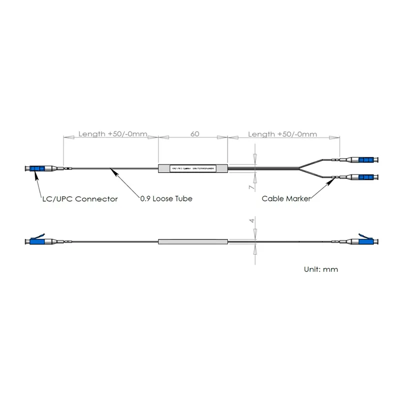 1*2 plc jagaja LC/UPC pistikuga